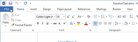 Xác định nhanh vị trí file trong Word 2013