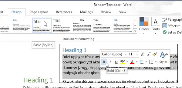 Tắt thanh Mini Toolbar và tính năng Live Preview trong Word 2013