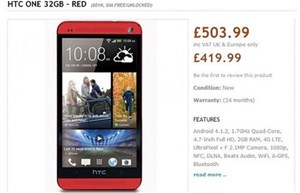 HTC One màu đỏ được bán tại Anh