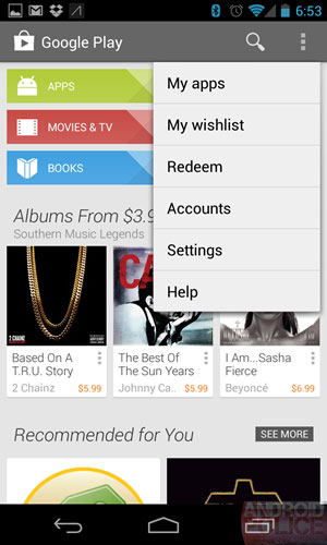 Google Play thay đổi giao diện ở phiên bản 4.1.6