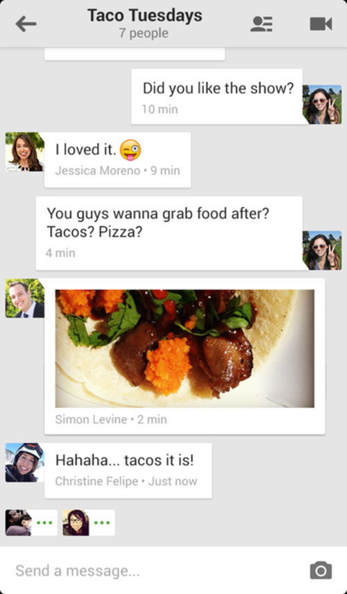 Hangouts hứa hẹn là đối thủ nặng ký cho Whatsapp hay Viber. Nhắn tin miễn phí với Google Hangouts hỗ trợ iOS, Android và Chrome
