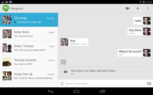 Hỗ trợ chat nhóm. Nhắn tin miễn phí với Google Hangouts hỗ trợ iOS, Android và Chrome