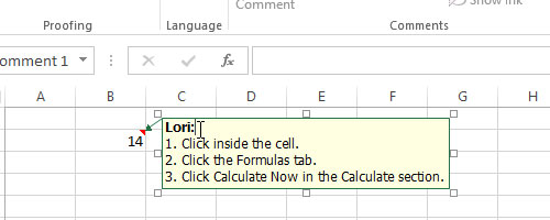 Thêm chú thích vào bảng tính trên Excel 2013