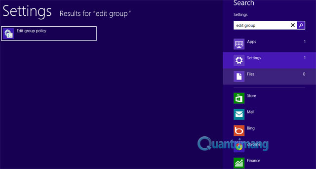 Dưới trang các kết quả tìm kiếm ở phía bên trái, nhấn vào biểu tượng “Edit Group Policy”. Cách tắt/bật nút hiện password trong Windows 8
