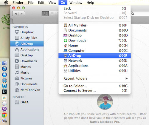 Mở AirDrop trên máy tính OS X AirDrop, tính năng chia sẻ không dây giữa các máy tính Mac