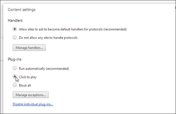 Kích hoạt tính năng Click-to-Play cho trình duyệt tiết kiệm băng thông vô ích