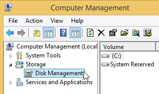 Chọn Disk Management Hướng dẫn chuyển dữ liệu TrueCrypt sang BitLocker