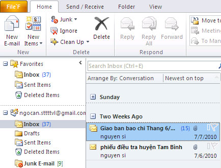 Các bước cấu hình hộp thư Gmail trong Microsoft Outlook 2010