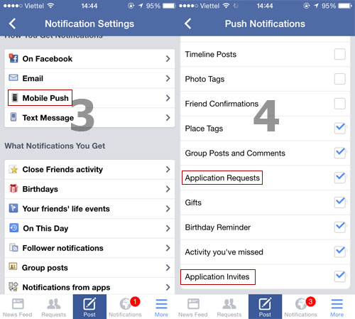 Cách tắt thông báo mời chơi game Facebook trên điện  thoại