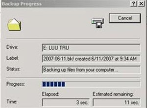 Sử dụng tiện ích Backup trong Windows XP