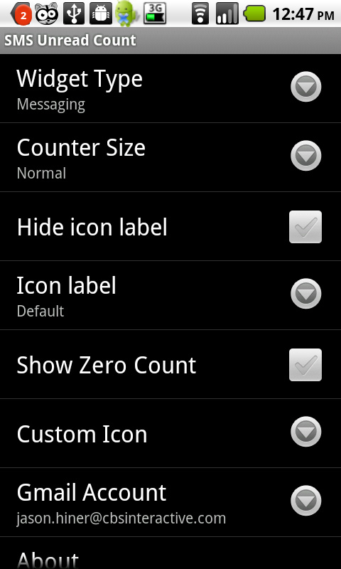 Android widget _ SMS Unread Count