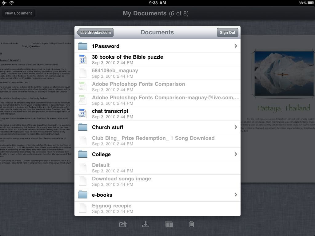 Tích hợp DropBox với Pages, Keynote, Numbers trên iPad và iPhone
