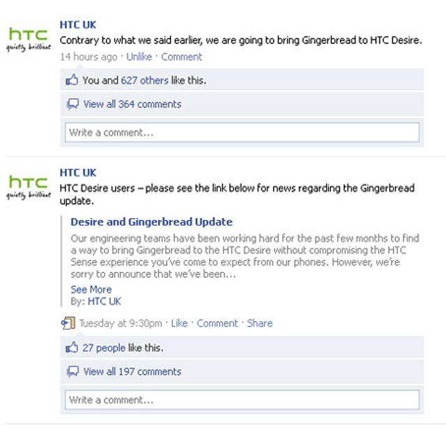 HTC xác nhận Desire vẫn lên Gingerbread