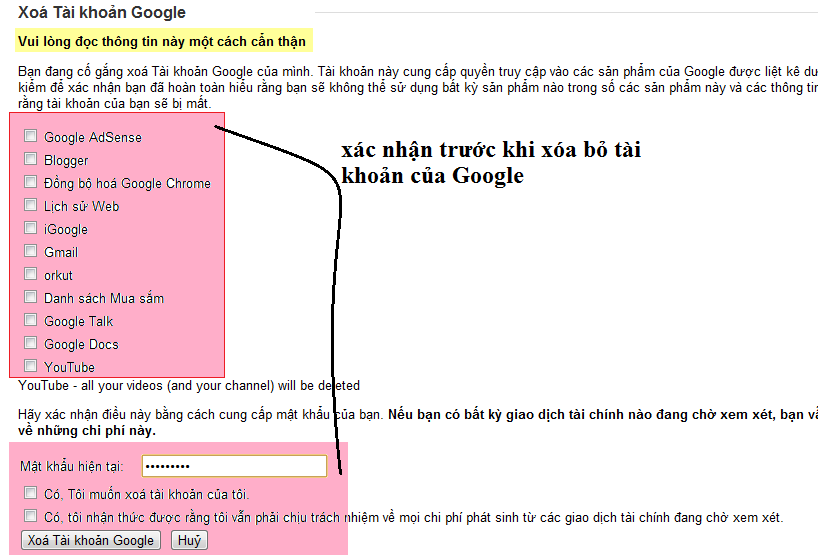 Cách xóa bỏ tài khoản trên 1 website