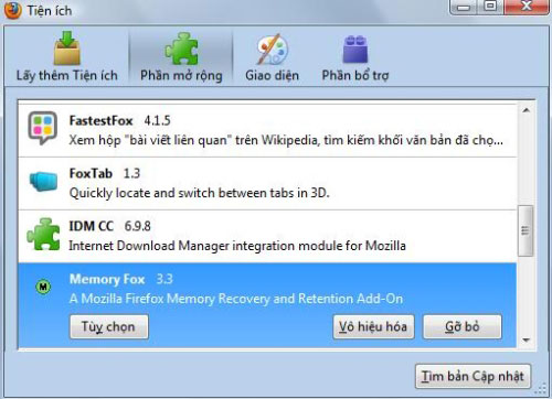 Ba tiện ích giúp kiểm soát dung lượng RAM cho Firefox
