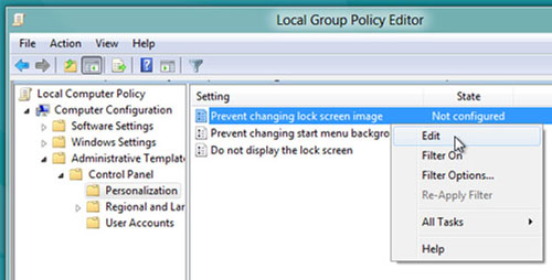 Ngăn chặn người dùng tự ý thay đổi màn hình đăng nhập Windows 8