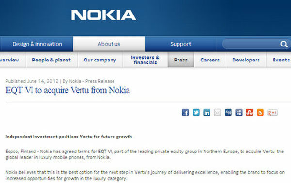 Nokia chính thức bán lại Vertu