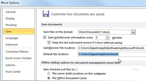 Hướng dẫn lưu tài liệu Office mặc định lên SkyDrive