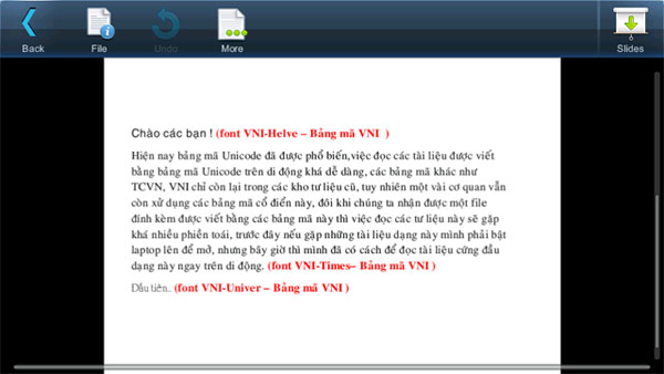 Smart office 2 và giải pháp đọc font VNI, TCVN3 trên Android