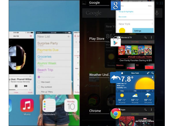 Sự giống nhau giữa iOS 7 và Android 4.0
