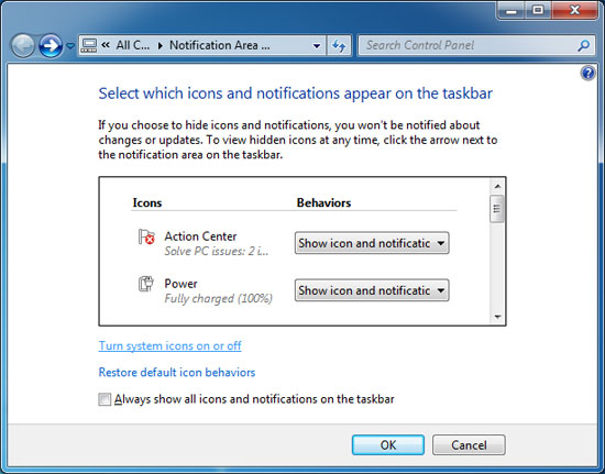 Khắc phục lỗi biểu tượng dưới khay hệ thống trên Windows 7
