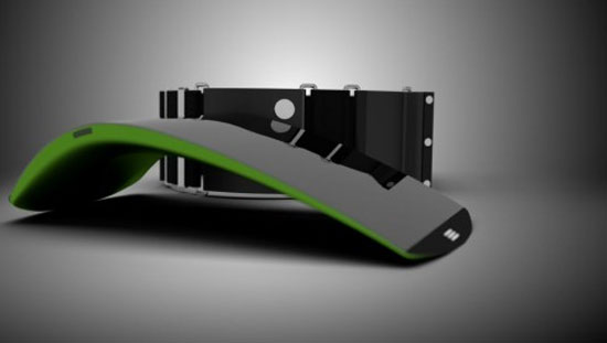 Sản phẩm rất mỏng và có thiết kế tương đồng với Arc Mouse của Microsoft. Bản thiết kế đồng hồ thông minh chạy Windows Phone 8 cực ấn tượng