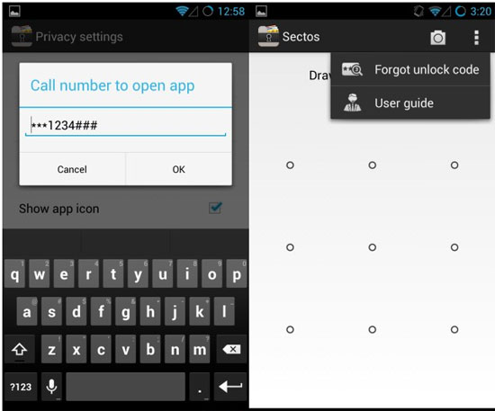 Như đã đề cập trước đó, bạn có thể cài đặt số để gọi, cho phép bạn mở ứng dụng bằng cách gọi điện thoại thông thường Bảo vệ hình ảnh và video an toàn với Sectos