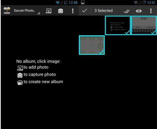 Sau khi chọn ảnh thì đơn giản là bạn click vào nút có dấu nhân chéo để ẩn chúng Bảo vệ hình ảnh và video an toàn với Sectos