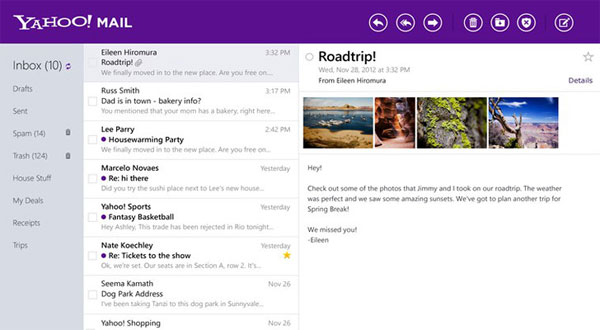 Yahoo Mail cung cấp miễn phí cho người dùng Windows8. Yahoo Mail cho Windows 8 nhận cải tiến mới - miễn phí tải về