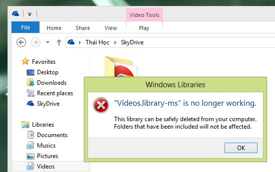 Khắc phục lỗi Library-ms không làm việc trên Windows 8