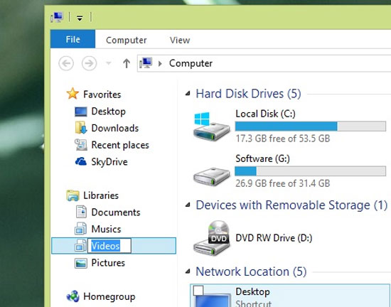 Khắc phục lỗi Library-ms không làm việc trên Windows 8