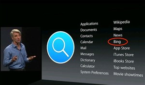 Apple chọn Bing là công cụ tìm kiếm web mặc định cho Spotlight