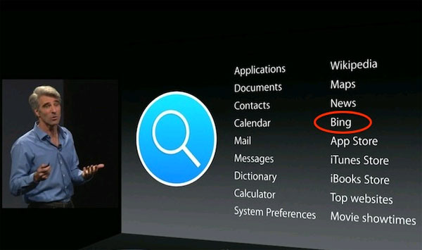 Bing là công cụ tìm kiếm mặc định của Spotlight Apple chọn Bing là công cụ tìm kiếm web mặc định cho Spotlight