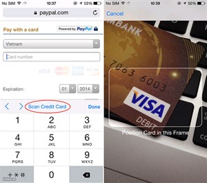 Safari có thêm chức năng đọc thông tin thẻ tín dụng bằng camera