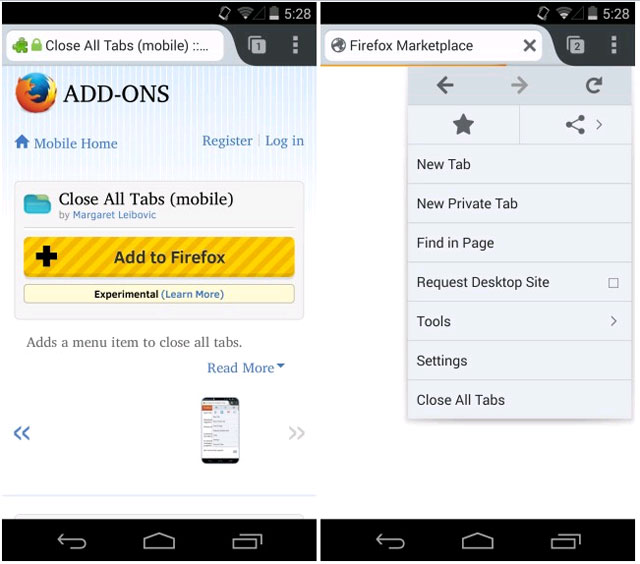 Tiện ích tối ưu cho Firefox Những tiện ích tối ưu hóa cho Firefox trên Android