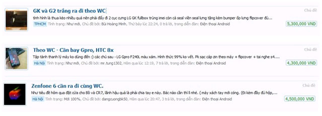 Những box rao bán smartphone như thế này trong mùa World Cup. Smartphone, tablet liên tục đổi chủ mùa World Cup