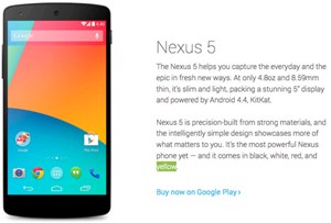 Nexus 5 sẽ có thêm phiên bản màu vàng?