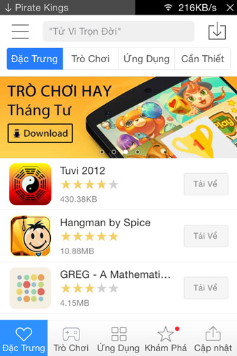 Các ứng dụng tiêu biểu trên Mobomarket cho iOS Mobomarket cho iOS