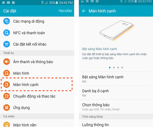 Bạn có thể làm gì với phần màn hình cong của Galaxy S6 Edge? Cách thiết lập tính năng chiếu sáng khi có cuộc gọi đến
