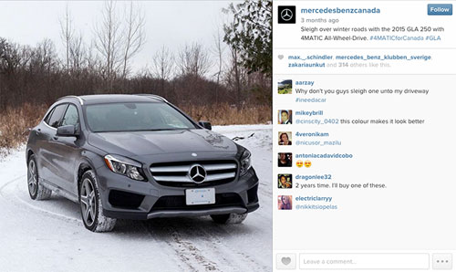 Hình ảnh về chiếc Mercedez trên Instagram