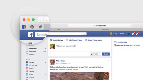 Một tính năng mới của Safari được tập trung giới thiệu là Pinned Sites - Một trang web được đính lên và nội dung của nó luôn được cập nhật mới nhất (một cách tự động)