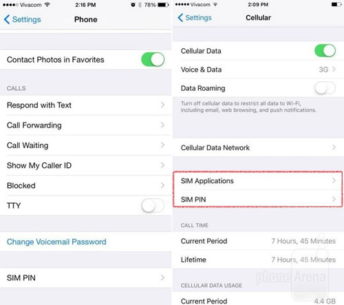Một thay đổi đáng ngạc nhiên là Apple đã hỗ trợ quản lý thẻ SIM