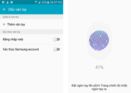 Thiết lập dấu vân tay