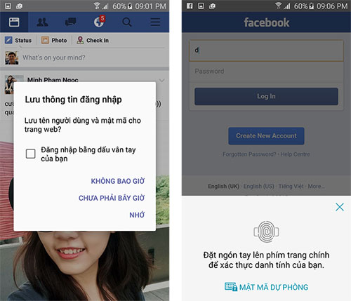 Cách dùng vân tay để đăng nhập vào các trang web