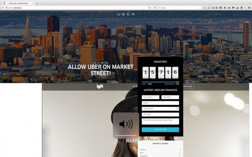 Trang web Uber bị hack, thay bằng quảng cáo của đối thủ Lyft