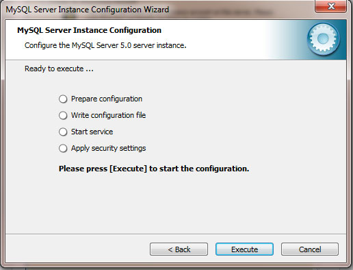 Chọn Execute để thực thi việc cấu hình.