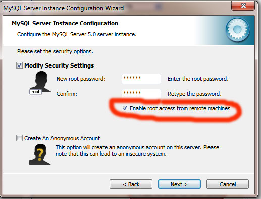 Đặt password cho tài khoản quản trị MySQL và chọn như hình dưới, và chọn Next