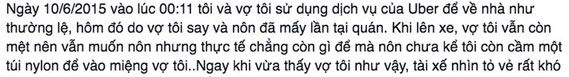 Khách hàng tố một đằng: Anh Tuấn tường thuật rằng vợ anh không hề nôn