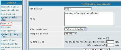 Nhập vào mô tả (tùy ý) và chọn phân loại  mà người dùng muốn đặt diễn đàn này vào, chọn Tạo một diễn đàn mới