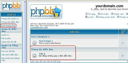 Đây là diễn đàn Góp ý vừa được tạo trong phân loại Thông tin diễn đàn